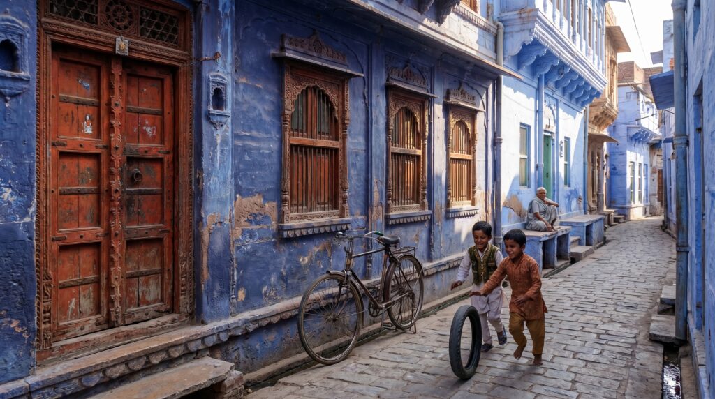 Authentic blue haveli in Brahmpuri Jodhpur original Brahmin neighborhood where blue painting tradition started