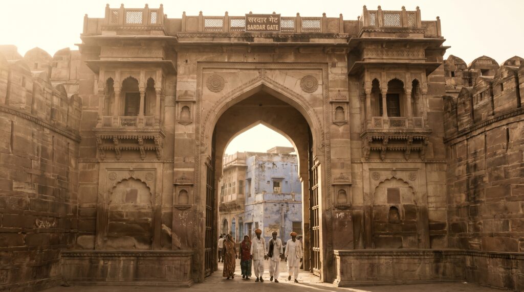 Sardar Gate Girdikot historic stone archway entrance to Jodhpur old Blue City
